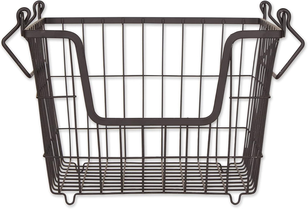 DII Metal Wire Mesh Stackable Utility Storage Bin, Small Round, 12x12x10", Black - Grand Goldman