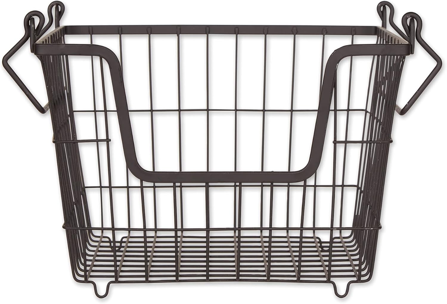 DII Metal Wire Mesh Stackable Utility Storage Bin, Small Round, 12x12x10", Black - Grand Goldman