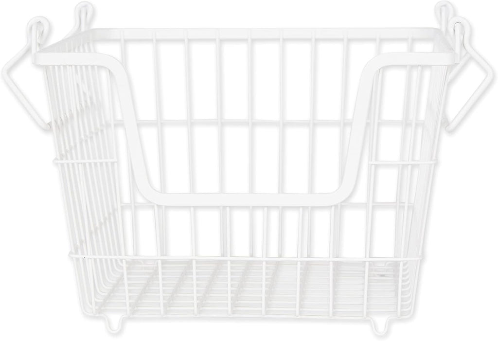 DII Metal Wire Mesh Stackable Utility Storage Bin, Small Round, 12x12x10", Black - Grand Goldman