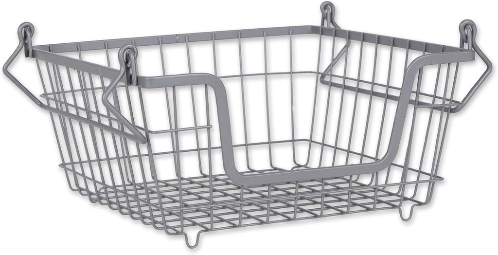 DII Metal Wire Mesh Stackable Utility Storage Bin, Small Round, 12x12x10", Black - Grand Goldman