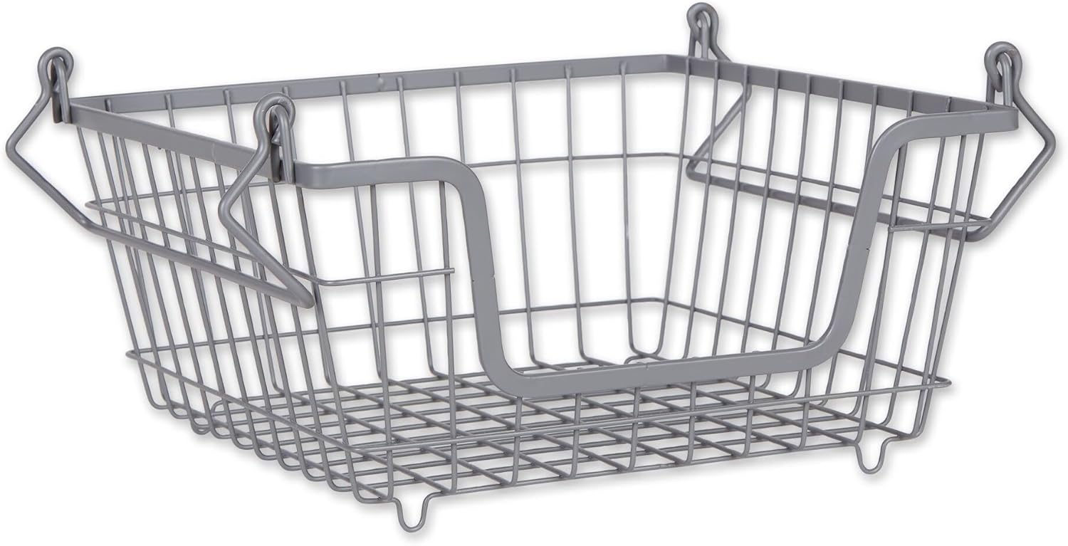 DII Metal Wire Mesh Stackable Utility Storage Bin, Small Round, 12x12x10", Black - Grand Goldman