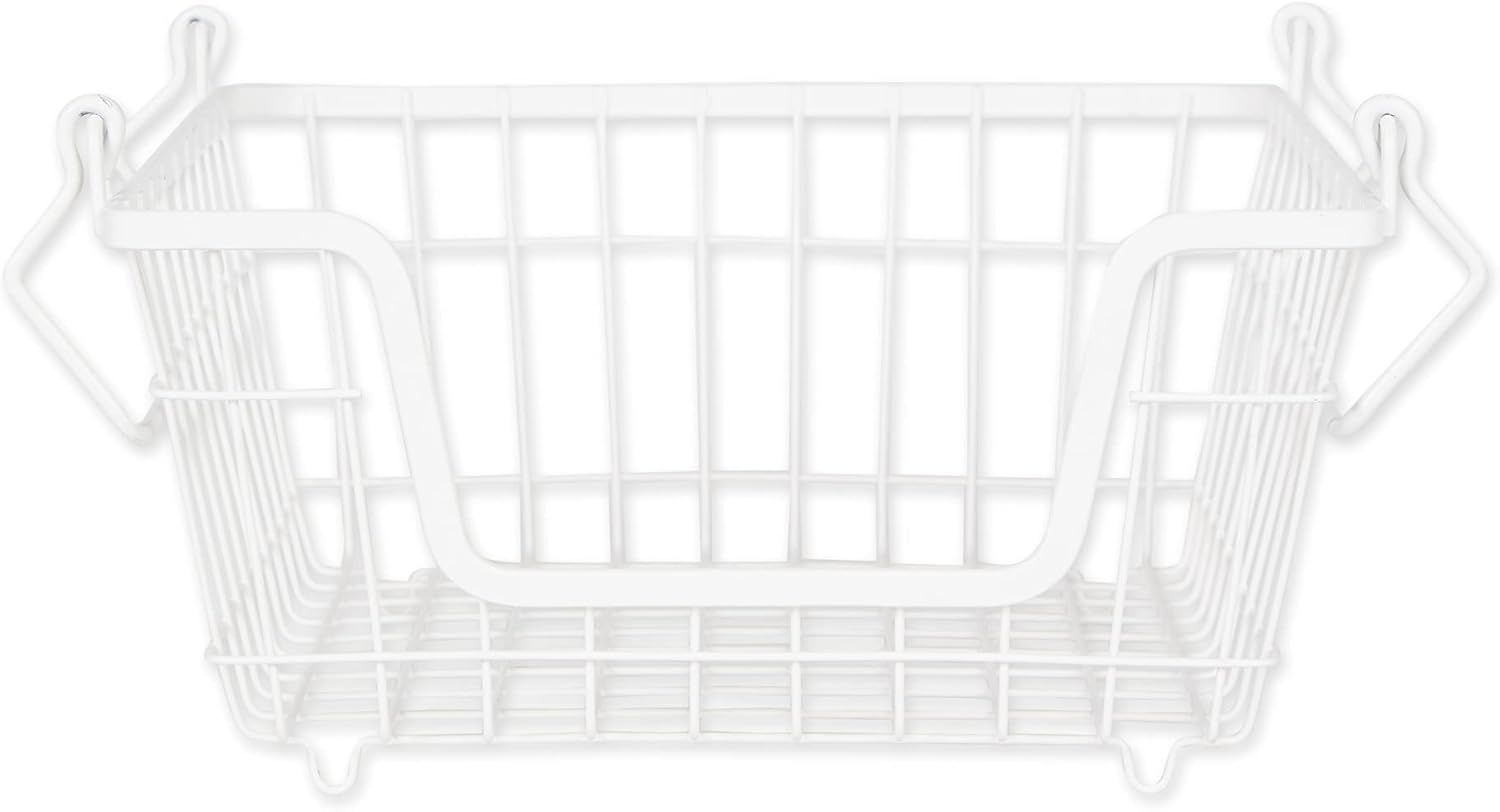 DII Metal Wire Mesh Stackable Utility Storage Bin, Small Round, 12x12x10", Black - Grand Goldman