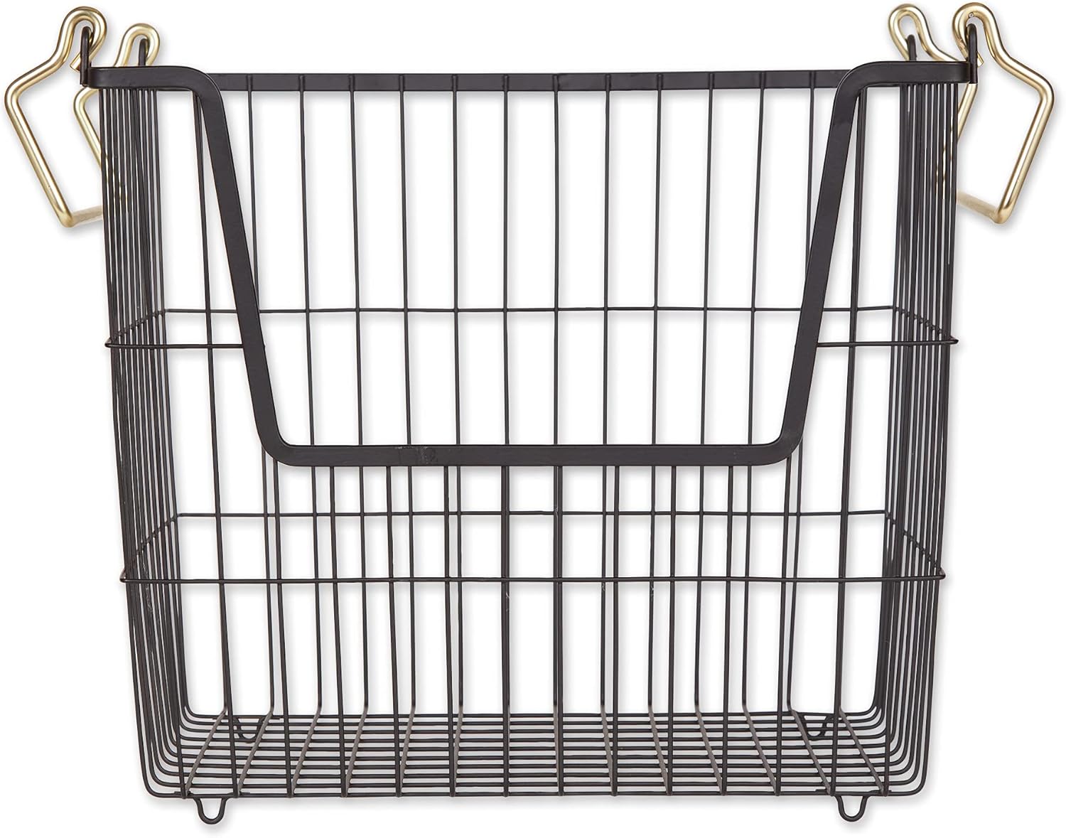 DII Metal Wire Mesh Stackable Utility Storage Bin, Small Round, 12x12x10", Black - Grand Goldman