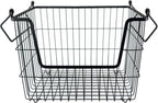 DII Metal Wire Mesh Stackable Utility Storage Bin, Small Round, 12x12x10", Black - Grand Goldman