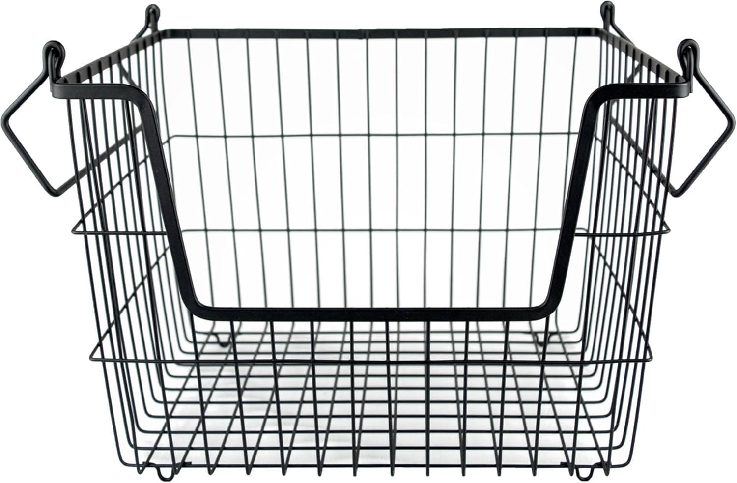 DII Metal Wire Mesh Stackable Utility Storage Bin, Small Round, 12x12x10", Black - Grand Goldman