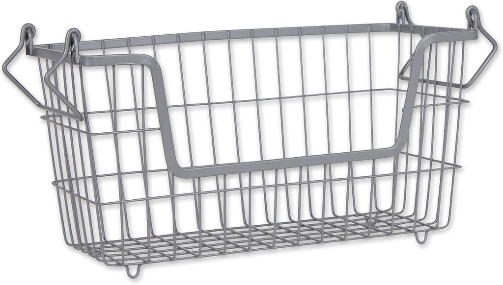 DII Metal Wire Mesh Stackable Utility Storage Bin, Small Round, 12x12x10", Black - Grand Goldman