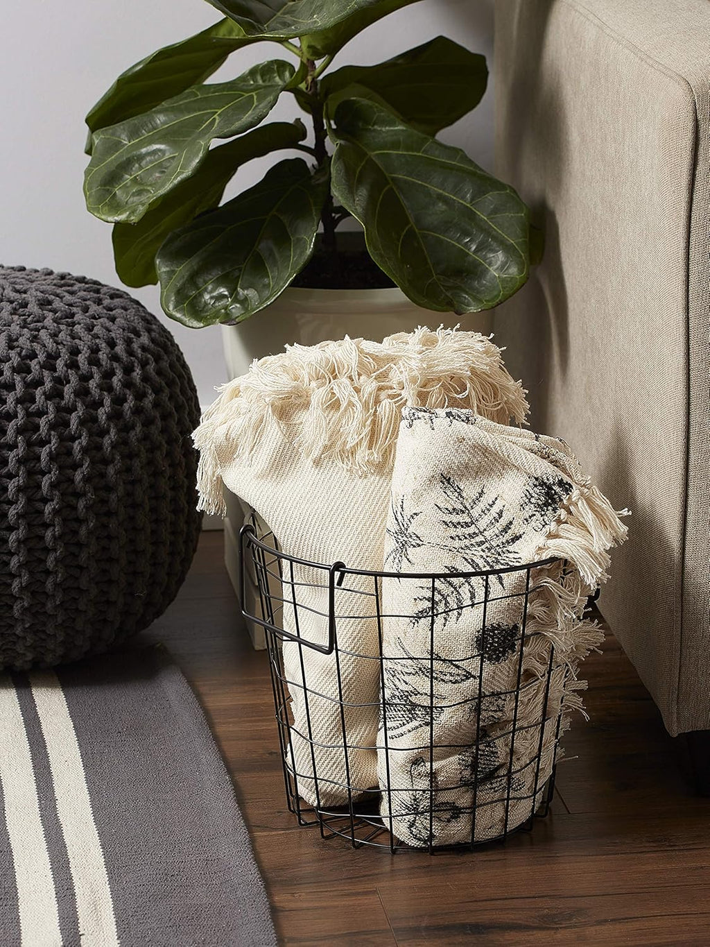 DII Metal Wire Mesh Stackable Utility Storage Bin, Small Round, 12x12x10", Black - Grand Goldman