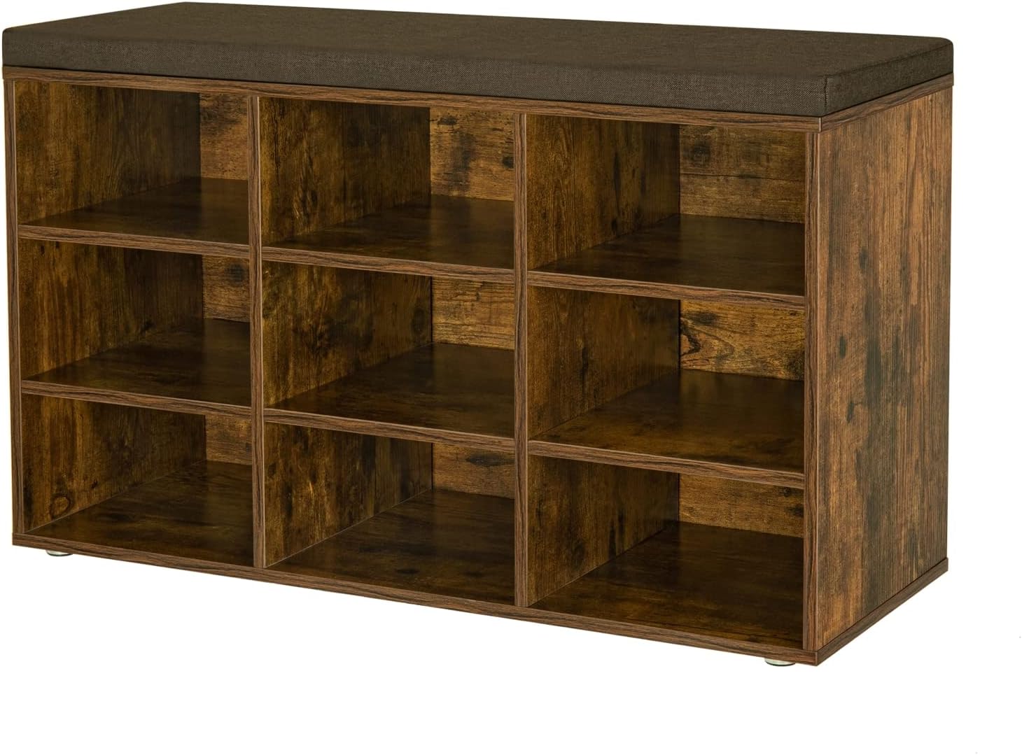 DINZI LVJ Shoe Storage Bench with Cushion, 16-Cubby Shoe Rack, Adjustable Shelves, Multifunctional Shoe Organizer Bench for Entryway, Mudroom, Hallway, Living Room, Bedroom and Garage, White - Grand Goldman