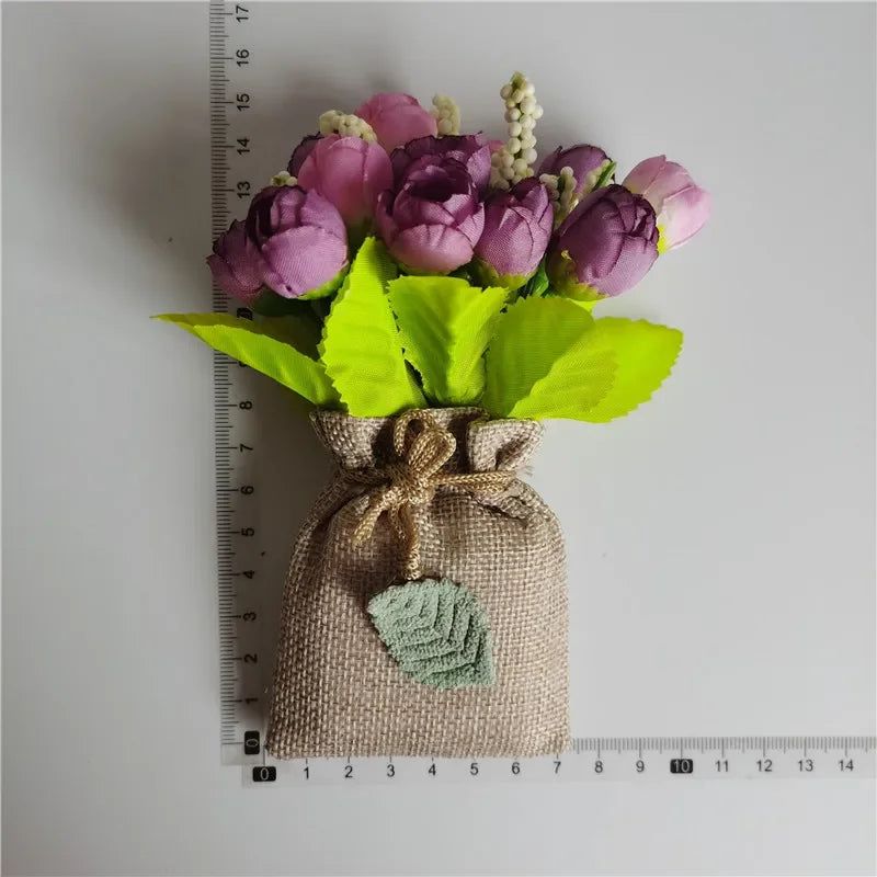 DIY Artificial Flower with Linen Bag Fake Flowers with Magnet Fridge Magnetic Stickers  Simulation Flower Home Decor - Grand Goldman