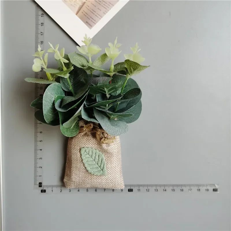 DIY Artificial Flower with Linen Bag Fake Flowers with Magnet Fridge Magnetic Stickers  Simulation Flower Home Decor - Grand Goldman