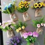 DIY Artificial Flower with Linen Bag Fake Flowers with Magnet Fridge Magnetic Stickers  Simulation Flower Home Decor - Grand Goldman
