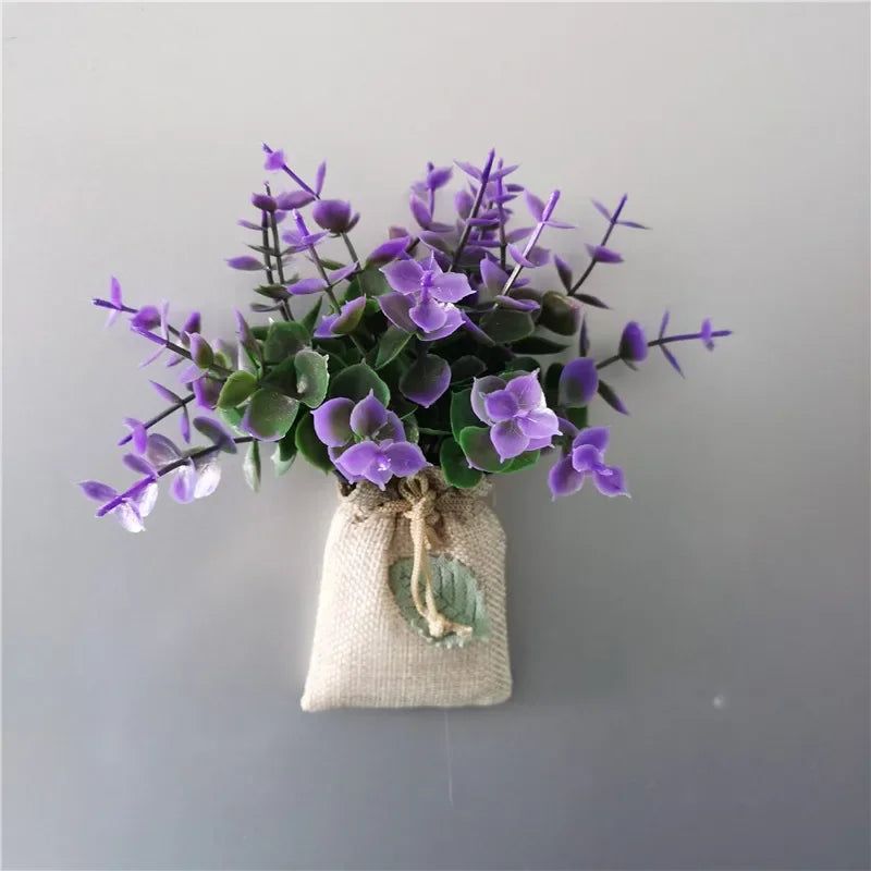 DIY Artificial Flower with Linen Bag Fake Flowers with Magnet Fridge Magnetic Stickers  Simulation Flower Home Decor - Grand Goldman