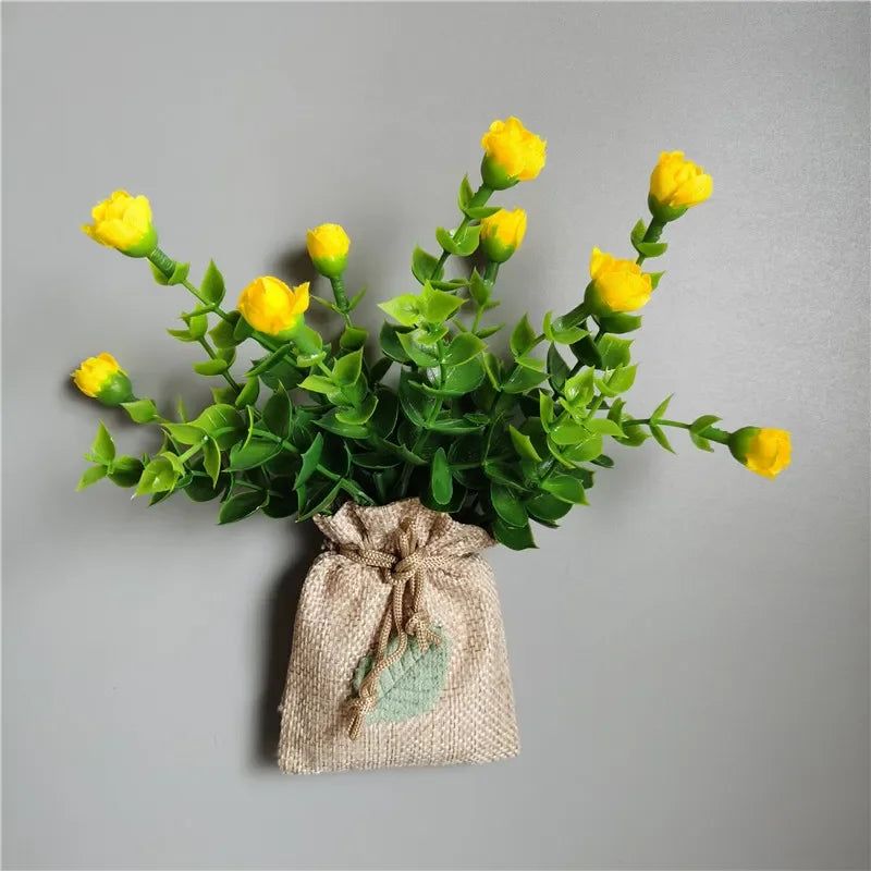 DIY Artificial Flower with Linen Bag Fake Flowers with Magnet Fridge Magnetic Stickers  Simulation Flower Home Decor - Grand Goldman
