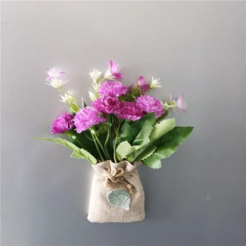 DIY Artificial Flower with Linen Bag Fake Flowers with Magnet Fridge Magnetic Stickers  Simulation Flower Home Decor - Grand Goldman