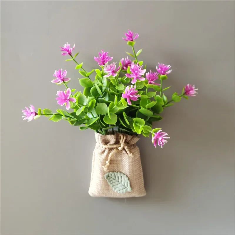 DIY Artificial Flower with Linen Bag Fake Flowers with Magnet Fridge Magnetic Stickers  Simulation Flower Home Decor - Grand Goldman