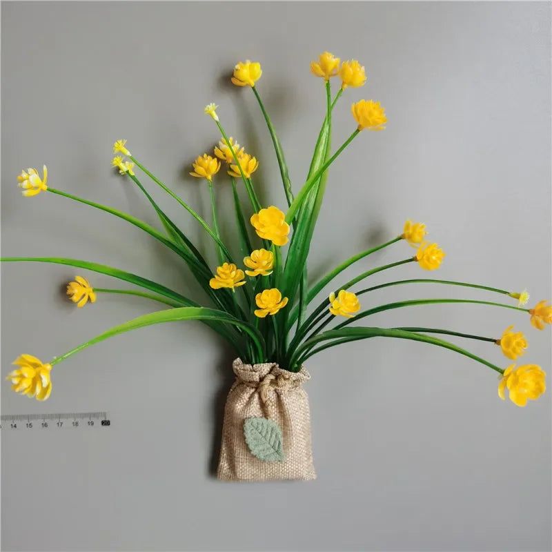 DIY Artificial Flower with Linen Bag Fake Flowers with Magnet Fridge Magnetic Stickers  Simulation Flower Home Decor - Grand Goldman