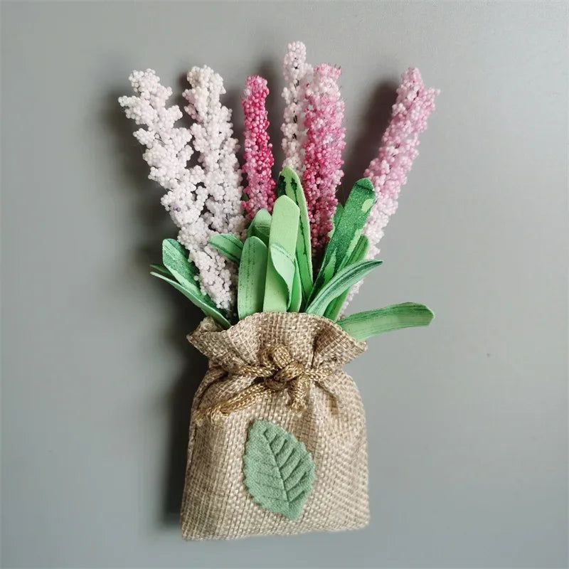 DIY Artificial Flower with Linen Bag Fake Flowers with Magnet Fridge Magnetic Stickers  Simulation Flower Home Decor - Grand Goldman