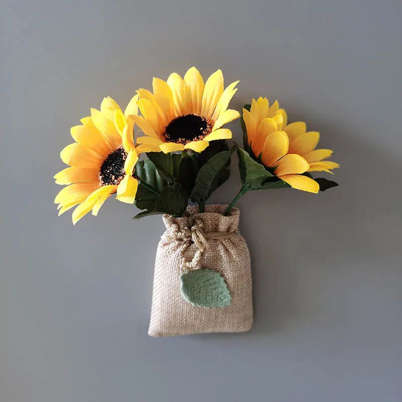 DIY Artificial Flower with Linen Bag Fake Flowers with Magnet Fridge Magnetic Stickers  Simulation Flower Home Decor - Grand Goldman