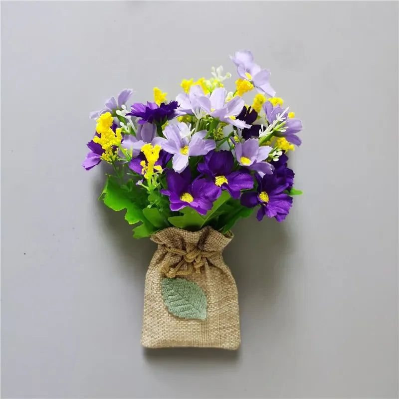 DIY Artificial Flower with Linen Bag Fake Flowers with Magnet Fridge Magnetic Stickers  Simulation Flower Home Decor - Grand Goldman