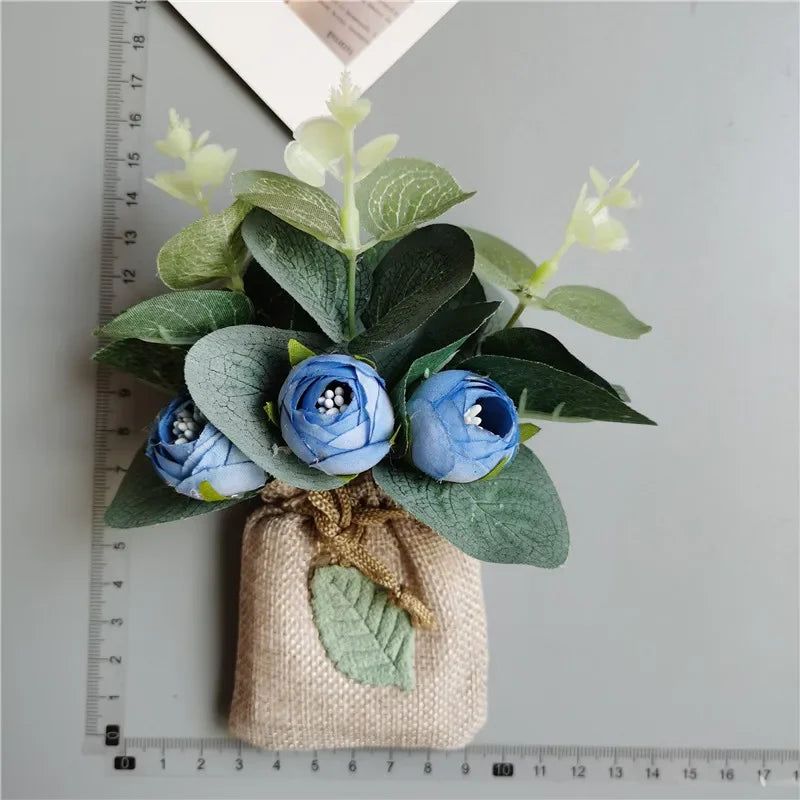 DIY Artificial Flower with Linen Bag Fake Flowers with Magnet Fridge Magnetic Stickers  Simulation Flower Home Decor - Grand Goldman