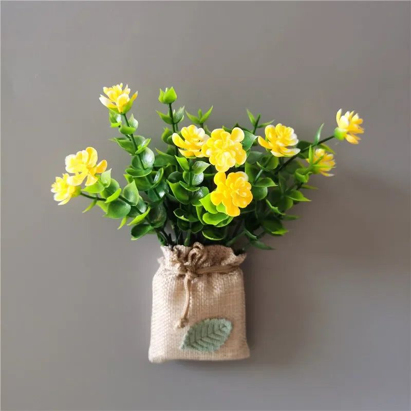 DIY Artificial Flower with Linen Bag Fake Flowers with Magnet Fridge Magnetic Stickers  Simulation Flower Home Decor - Grand Goldman