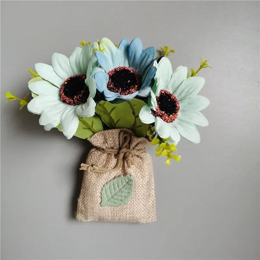 DIY Artificial Flower with Linen Bag Fake Flowers with Magnet Fridge Magnetic Stickers  Simulation Flower Home Decor - Grand Goldman