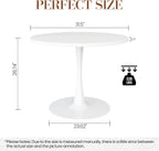 DKLGG White Round Dining Table, 31.5" Tulip Table Kitchen Dining Table 2-4 People with MDF Table Top & Pedestal Base, Mid-Century End Table Leisure Table Coffee Office Living Room Table - Grand Goldman