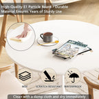 DKLGG White Round Dining Table, 31.5" Tulip Table Kitchen Dining Table 2-4 People with MDF Table Top & Pedestal Base, Mid-Century End Table Leisure Table Coffee Office Living Room Table - Grand Goldman