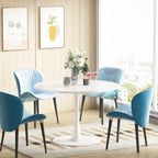 DKLGG White Round Dining Table, 31.5" Tulip Table Kitchen Dining Table 2-4 People with MDF Table Top & Pedestal Base, Mid-Century End Table Leisure Table Coffee Office Living Room Table - Grand Goldman