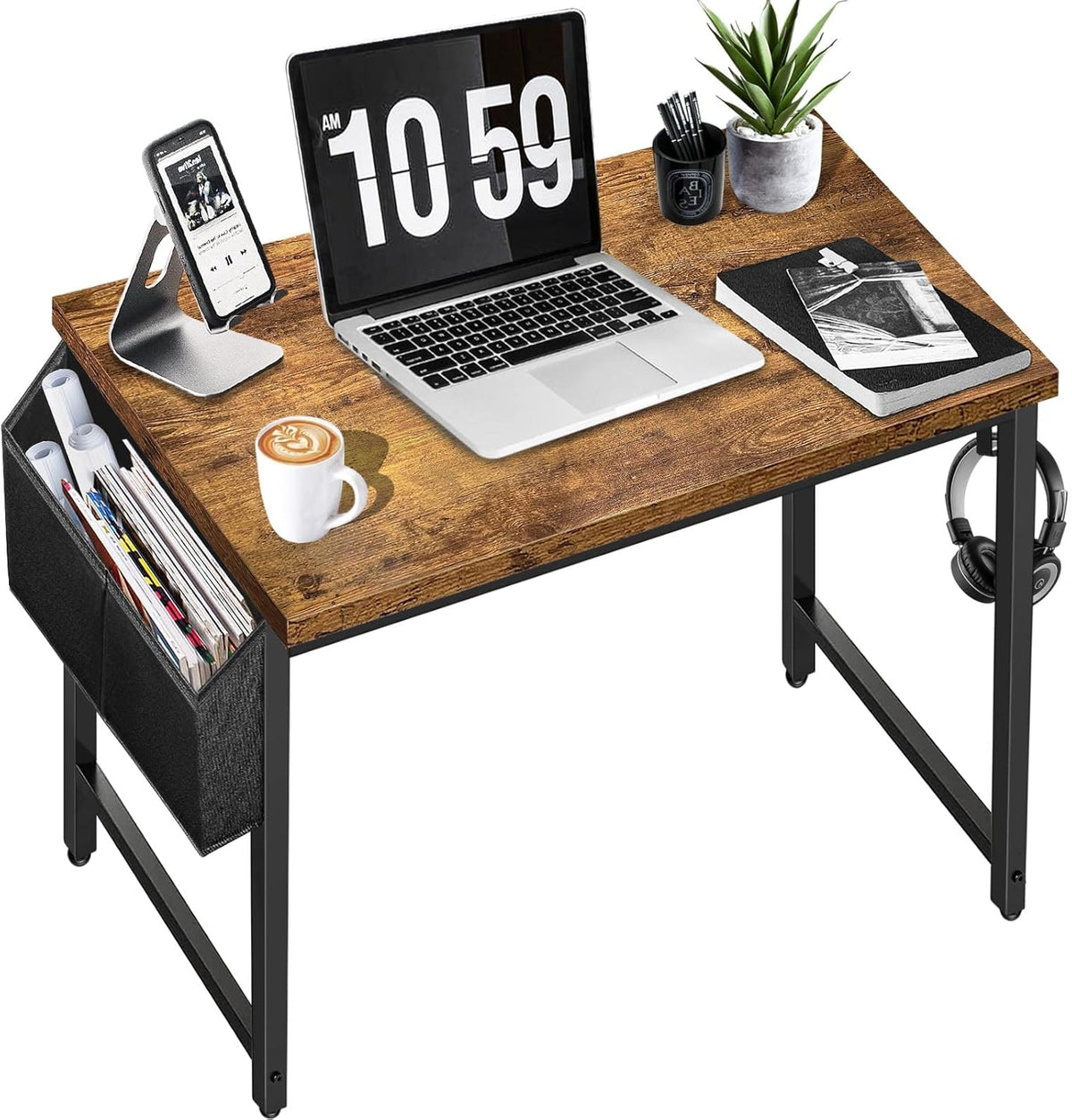 DLisiting Small Desk for Small Spaces - Student Kids Study Writing Computer Table for Bedroom School Work PC Workstation,Rustic 30 31 Inch - Grand Goldman