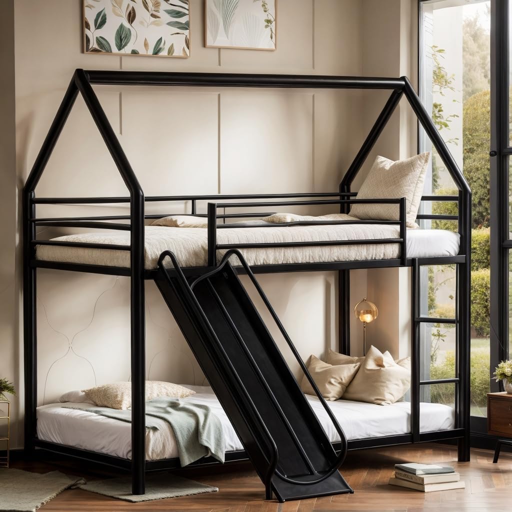 DNYN Full Size Loft Bed with Desk & Shelves & Sockets & USB Ports & Wireless Charging Design,Sturdy Metal Bedframe w/Ladder & Safety Guardrails,Perfect for Dorm,Bedroom,Guest Room, Black - Grand Goldman