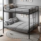 DNYN Full Size Loft Bed with Desk & Shelves & Sockets & USB Ports & Wireless Charging Design,Sturdy Metal Bedframe w/Ladder & Safety Guardrails,Perfect for Dorm,Bedroom,Guest Room, Black - Grand Goldman