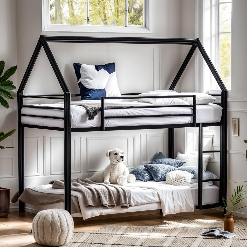 DNYN Full Size Loft Bed with Desk & Shelves & Sockets & USB Ports & Wireless Charging Design,Sturdy Metal Bedframe w/Ladder & Safety Guardrails,Perfect for Dorm,Bedroom,Guest Room, Black - Grand Goldman