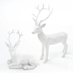 DN DECONATION 2PCS Christmas Resin Reindeer Figurines Small Gold Deer Decorative Statues Resting Lucky Deer Sculptures for Indoor Home Decor Tabletop Mantle Cabinet Desktop Office - Grand Goldman