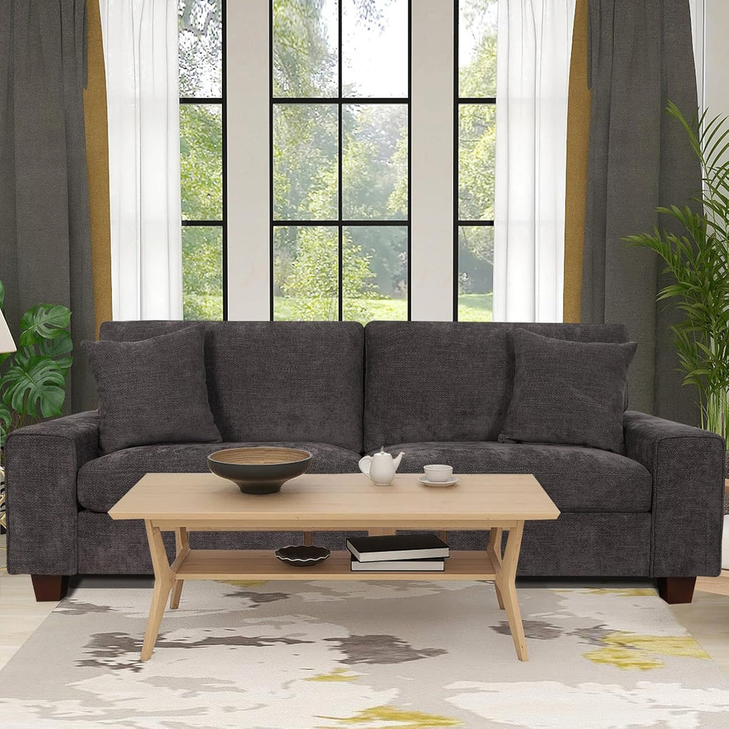 DOPEDIO Modern Living Room Chenille Recliner Sofa Small Sofa,loveseat Sofa,Removable Sofa Cover Space Spring Cushions and Solid Wood Frame, Easy to Install (71.25inch，Beige) - Grand Goldman