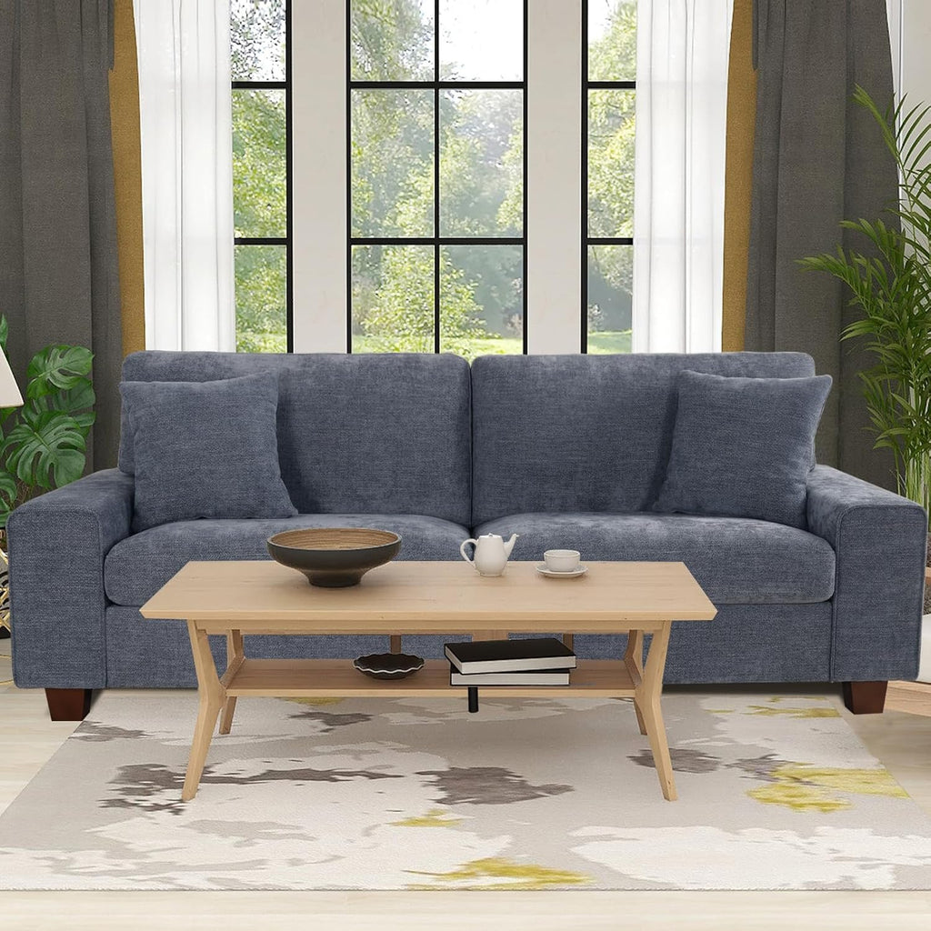 DOPEDIO Modern Living Room Chenille Recliner Sofa Small Sofa,loveseat Sofa,Removable Sofa Cover Space Spring Cushions and Solid Wood Frame, Easy to Install (71.25inch，Beige) - Grand Goldman