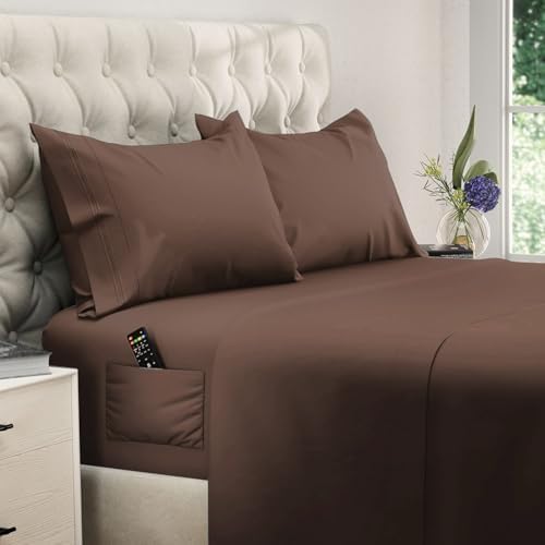 DREAMCARE King Size Sheets Set – 4 pcs Cooling Sheets – up to 21” Deep Pocket King Sheet Set – Hotel Luxury Sheets & Pillowcases – Superior Softness 100% Fine Microfiber with Side Pocket – Gray - Grand Goldman