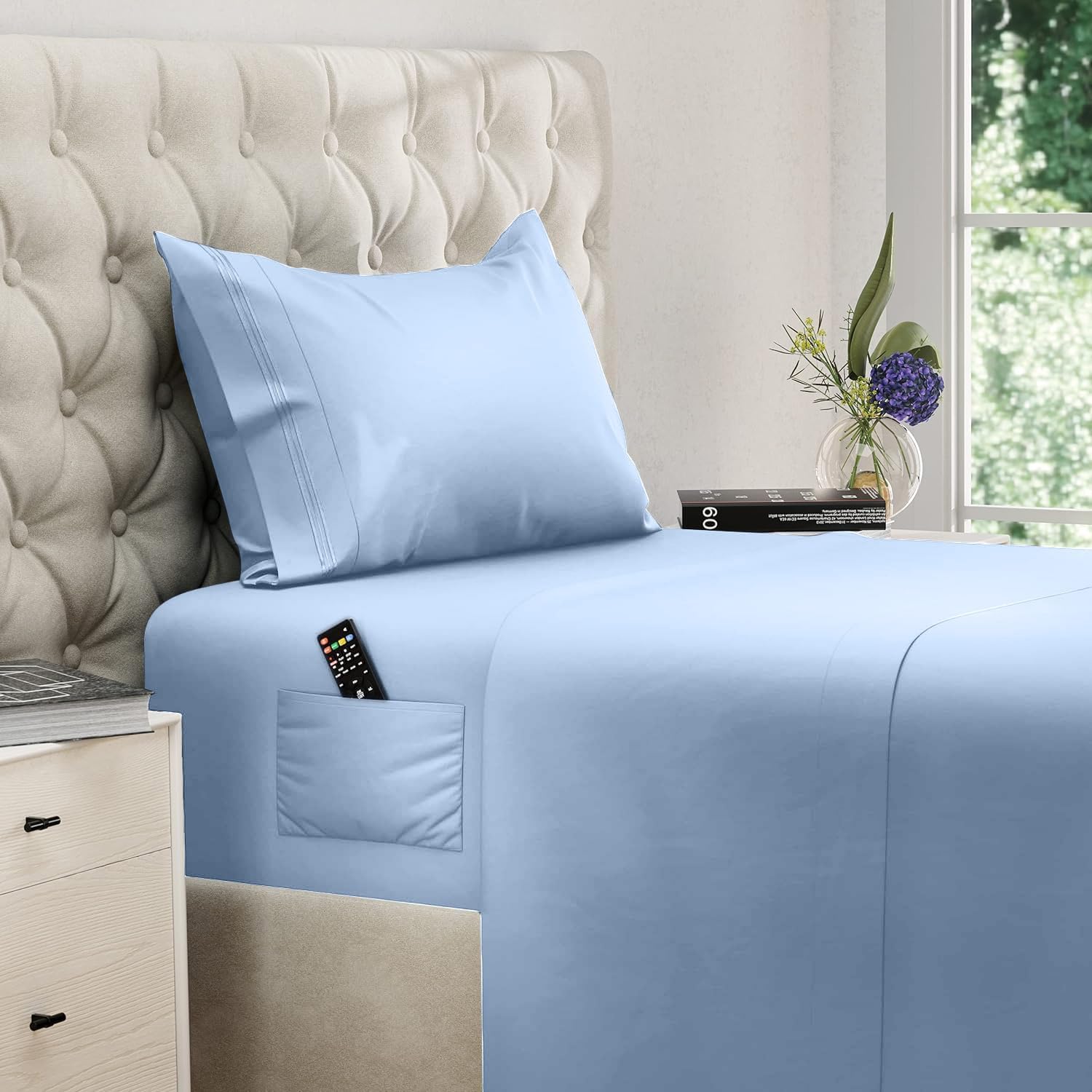 DREAMCARE King Size Sheets Set – 4 pcs Cooling Sheets – up to 21” Deep Pocket King Sheet Set – Hotel Luxury Sheets & Pillowcases – Superior Softness 100% Fine Microfiber with Side Pocket – Gray - Grand Goldman