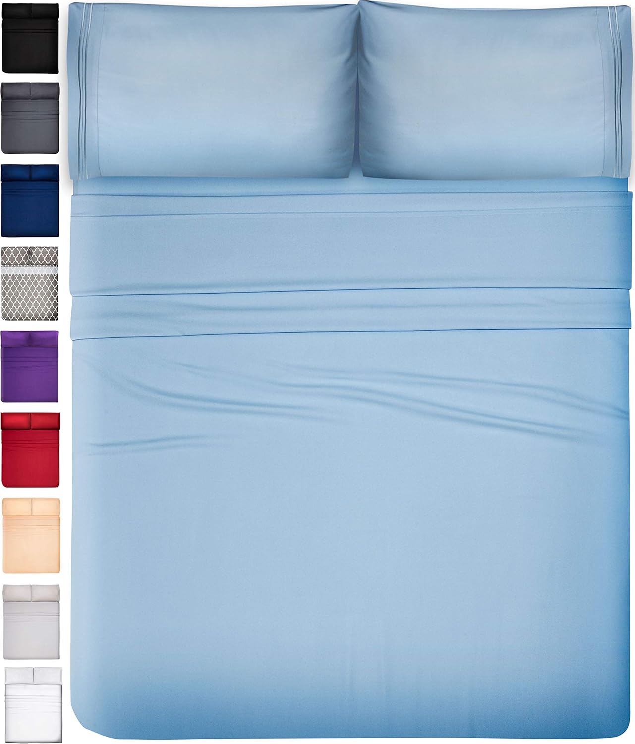 DREAMCARE King Size Sheets Set – 4 pcs Cooling Sheets – up to 21” Deep Pocket King Sheet Set – Hotel Luxury Sheets & Pillowcases – Superior Softness 100% Fine Microfiber with Side Pocket – Gray - Grand Goldman