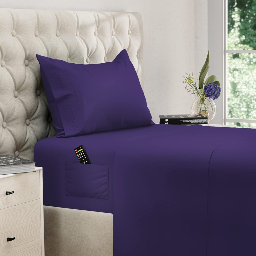 DREAMCARE King Size Sheets Set – 4 pcs Cooling Sheets – up to 21” Deep Pocket King Sheet Set – Hotel Luxury Sheets & Pillowcases – Superior Softness 100% Fine Microfiber with Side Pocket – Gray - Grand Goldman