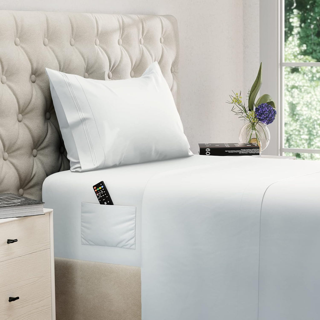 DREAMCARE King Size Sheets Set – 4 pcs Cooling Sheets – up to 21” Deep Pocket King Sheet Set – Hotel Luxury Sheets & Pillowcases – Superior Softness 100% Fine Microfiber with Side Pocket – Gray - Grand Goldman