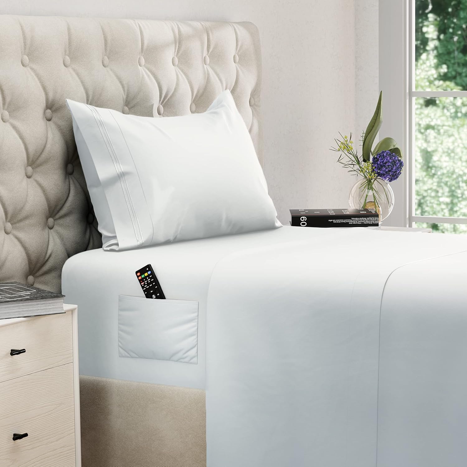 DREAMCARE King Size Sheets Set – 4 pcs Cooling Sheets – up to 21” Deep Pocket King Sheet Set – Hotel Luxury Sheets & Pillowcases – Superior Softness 100% Fine Microfiber with Side Pocket – Gray - Grand Goldman