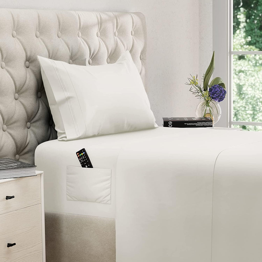 DREAMCARE King Size Sheets Set – 4 pcs Cooling Sheets – up to 21” Deep Pocket King Sheet Set – Hotel Luxury Sheets & Pillowcases – Superior Softness 100% Fine Microfiber with Side Pocket – Gray - Grand Goldman