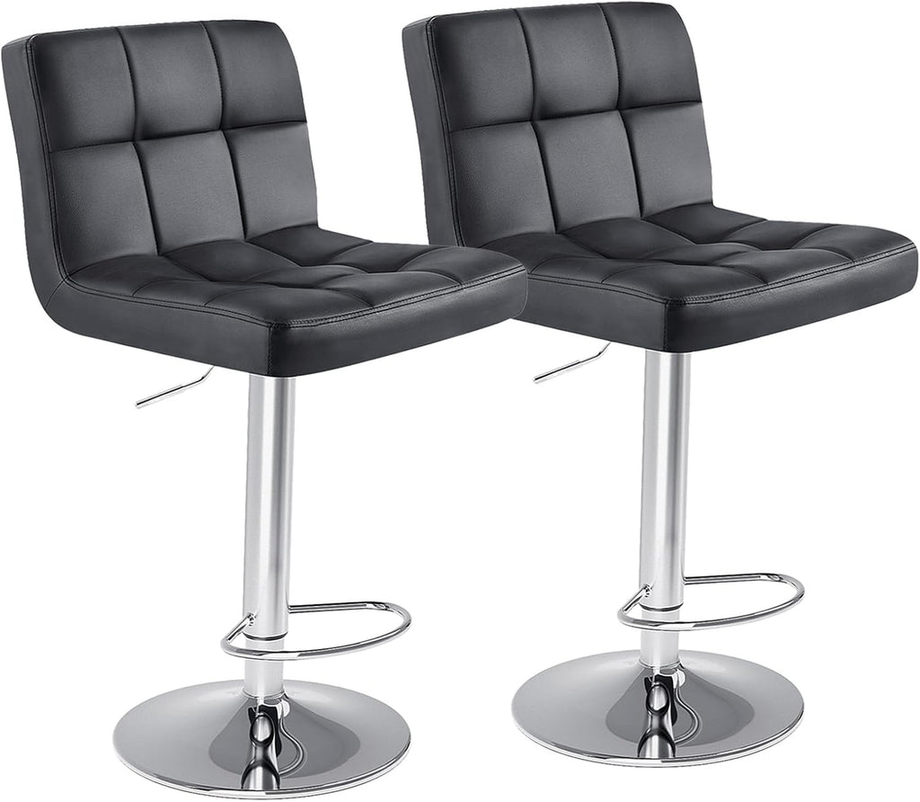 DUMOS Bar Stools Set of 4, 24 inch Counter Height Bar Stools, Upholstered Modern Kitchen Barstools with Metal Base, PU Leather Saddle Stools for Kitchen Island, White - Grand Goldman