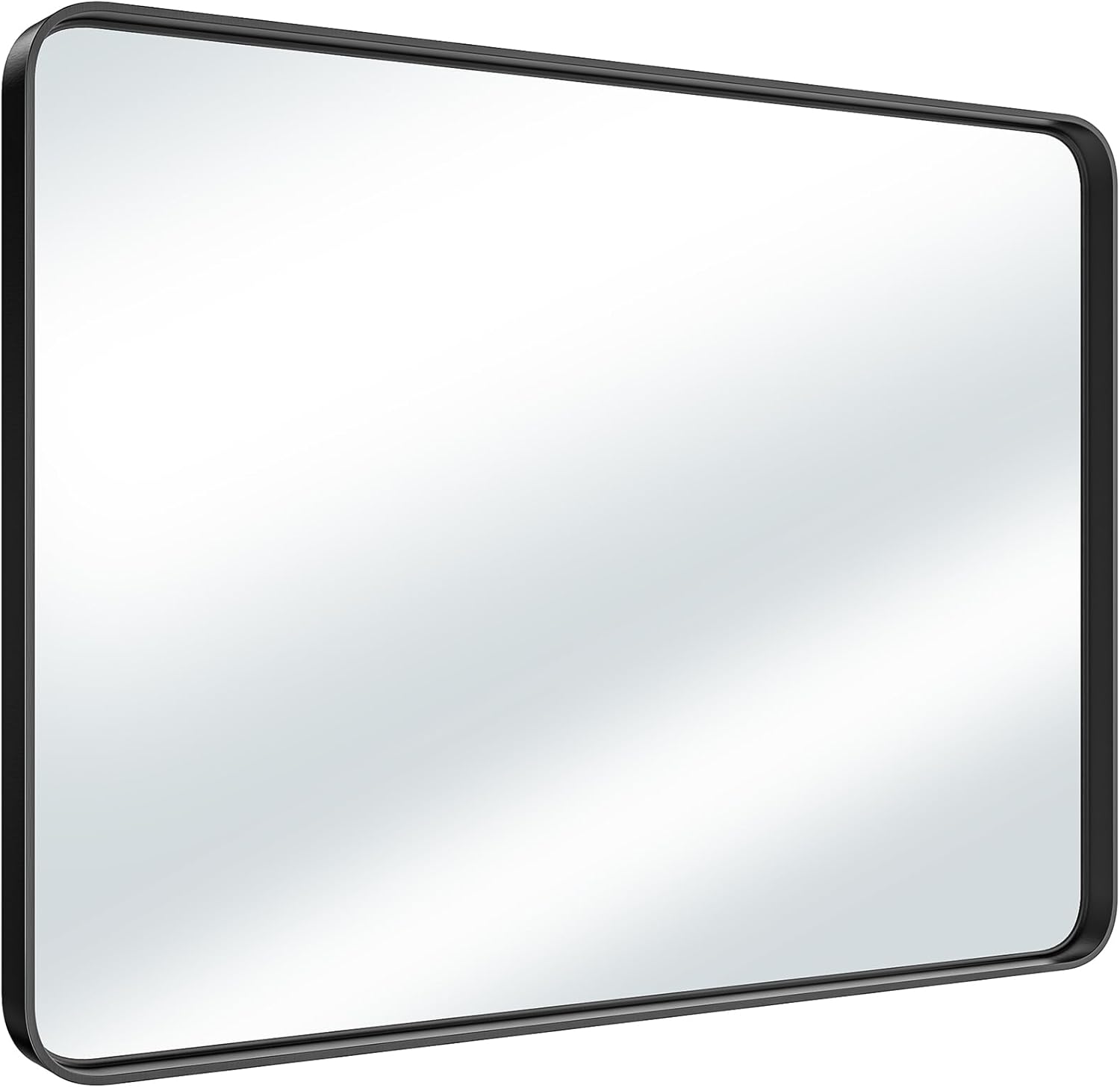 DUMOS Black Metal Framed Vanity Rounded Rectangle Bathroom Mirrors for Over Sink Wall, 30x22 Inch Matte Large Mirror, Modern Decorative for Restroom, Farmhouse, Horizontally or Vertically Hanging - Grand Goldman