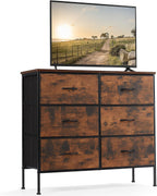 DUMOS Dresser for Bedroom, Storage Drawers, Fabric Storage Tower with 9 Drawers, Chest of Drawers with Fabric Bins, Sturdy Metal Frame, Wood Tabletop for Kids Room, Closet, Entryway, Nursery - Grand Goldman