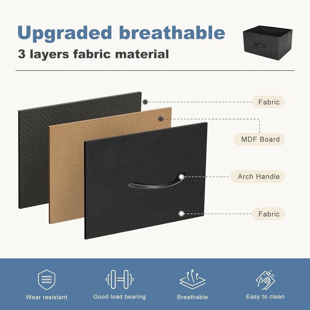 DUMOS Dresser for Bedroom, Storage Drawers, Fabric Storage Tower with 9 Drawers, Chest of Drawers with Fabric Bins, Sturdy Metal Frame, Wood Tabletop for Kids Room, Closet, Entryway, Nursery - Grand Goldman