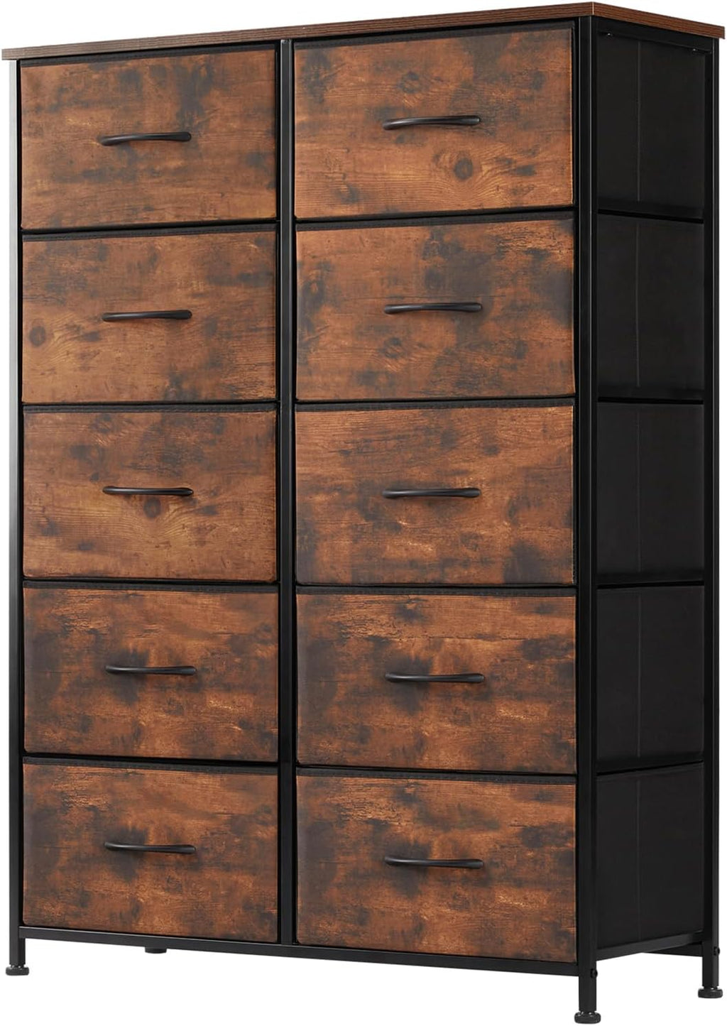 DUMOS Dresser for Bedroom, Storage Drawers, Fabric Storage Tower with 9 Drawers, Chest of Drawers with Fabric Bins, Sturdy Metal Frame, Wood Tabletop for Kids Room, Closet, Entryway, Nursery - Grand Goldman