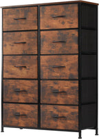 DUMOS Dresser for Bedroom, Storage Drawers, Fabric Storage Tower with 9 Drawers, Chest of Drawers with Fabric Bins, Sturdy Metal Frame, Wood Tabletop for Kids Room, Closet, Entryway, Nursery - Grand Goldman