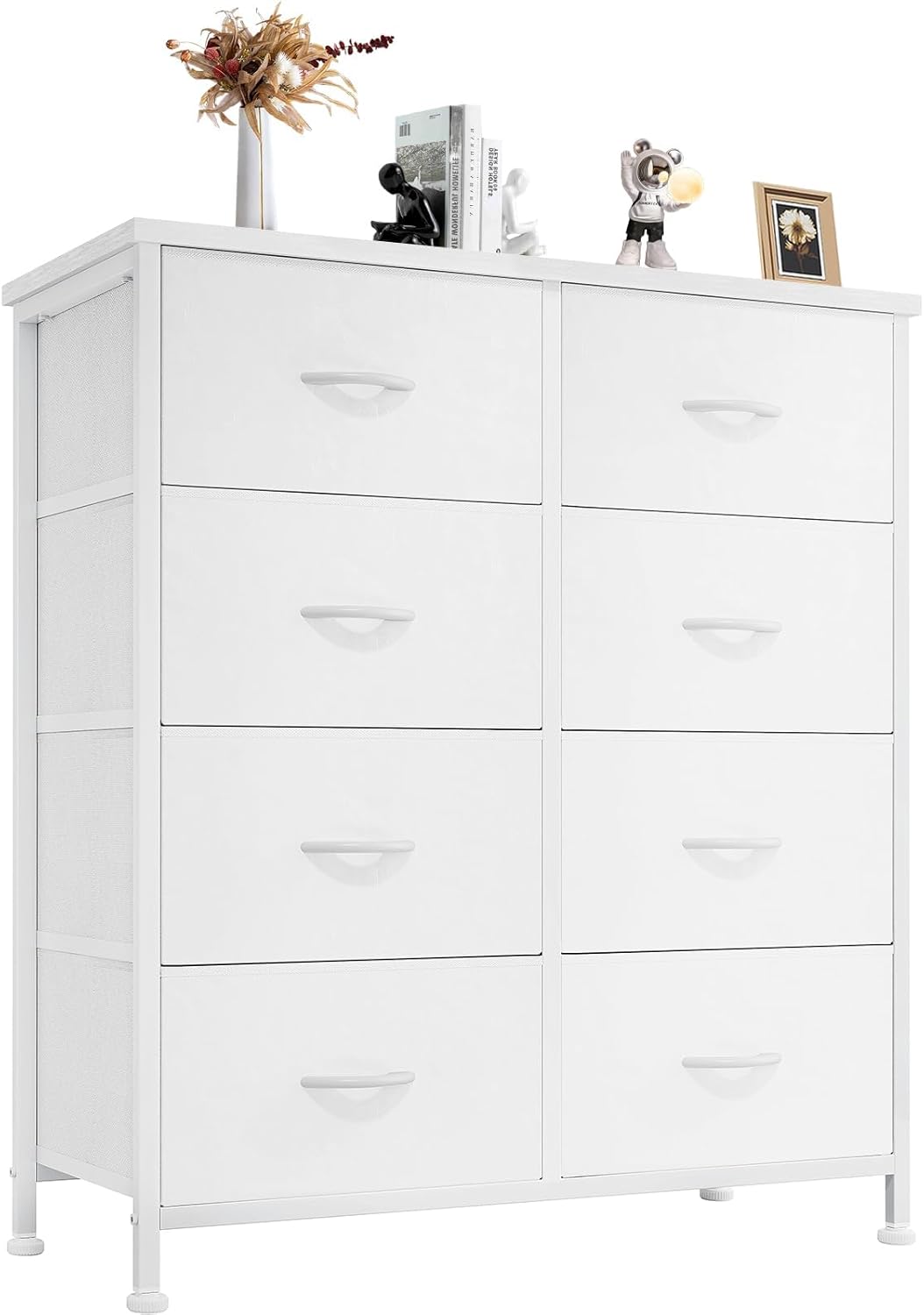 DUMOS Dresser for Bedroom, Storage Drawers, Fabric Storage Tower with 9 Drawers, Chest of Drawers with Fabric Bins, Sturdy Metal Frame, Wood Tabletop for Kids Room, Closet, Entryway, Nursery - Grand Goldman